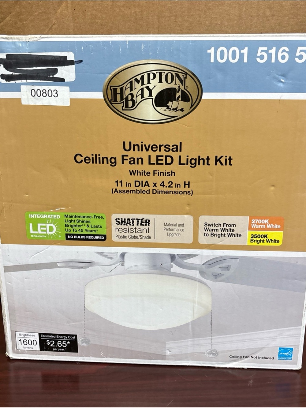 Hampton Bay Universal LED Ceiling Fan Light Kit NEW Open Box